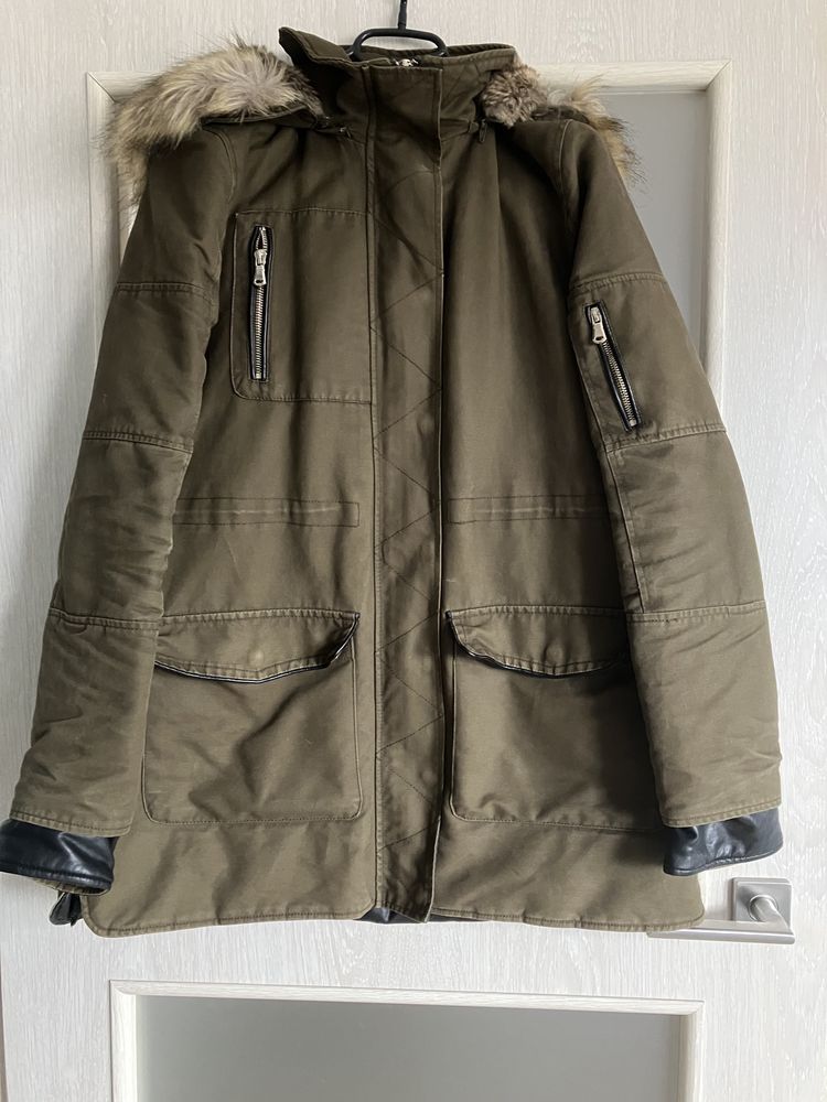 kurtka parka khaki zimowa zara