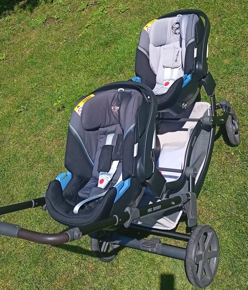 Wózek bliżniaczy ABC Design Zoom wraz z fotelikami Cybex Aton