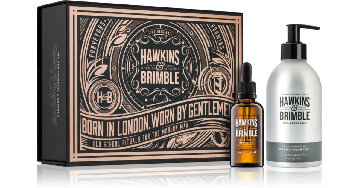 Hawkins And Brimble - Zestaw Do Pielęgnacji Brody i wąsów 50ml + 300ml