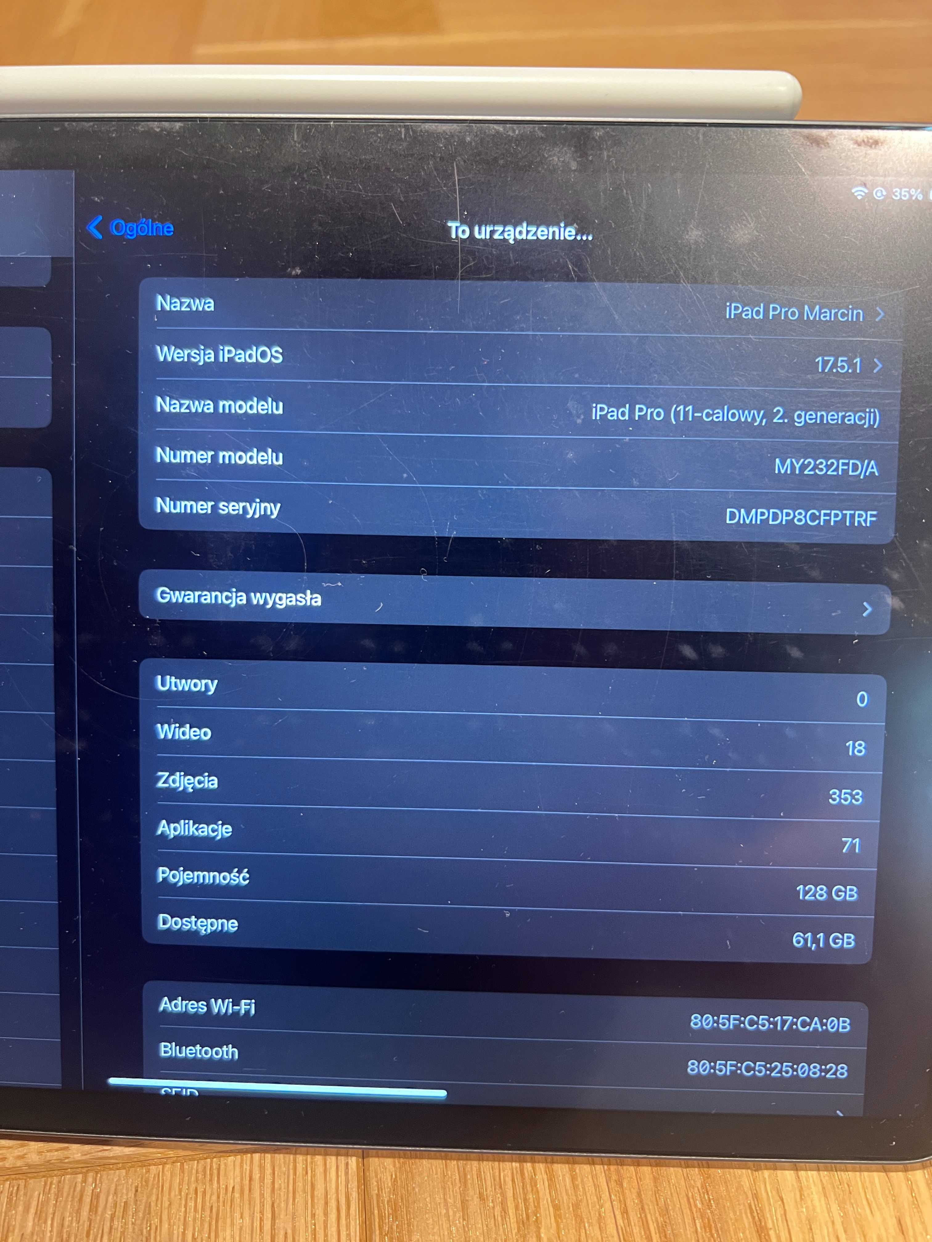 iPad Pro 11 2 Gen. 128 GB Wifi space grey +Pencil 2.+ Folio.+Paperlike