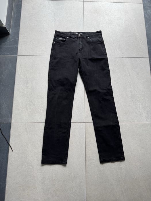 spodnie jeansowe jeans dżins czarne rozmiar 34 L rap y2k