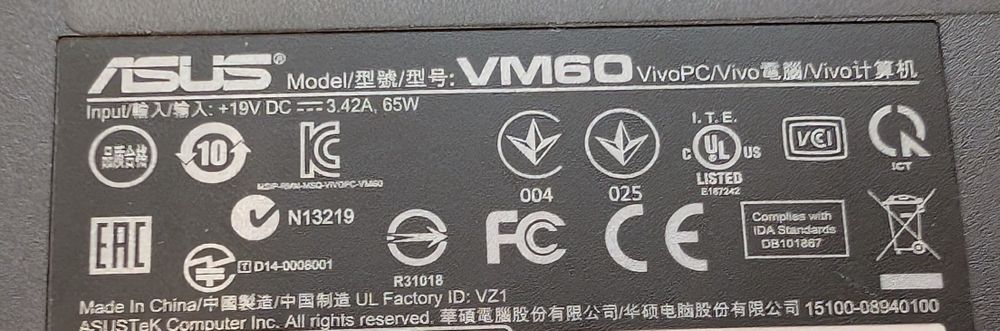 Komputer Asus VivoPC VM60 core i3 12GB ram bez dysku