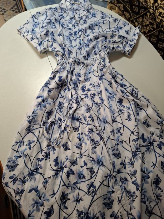 Vestido comprido camiseiro de ganga fina