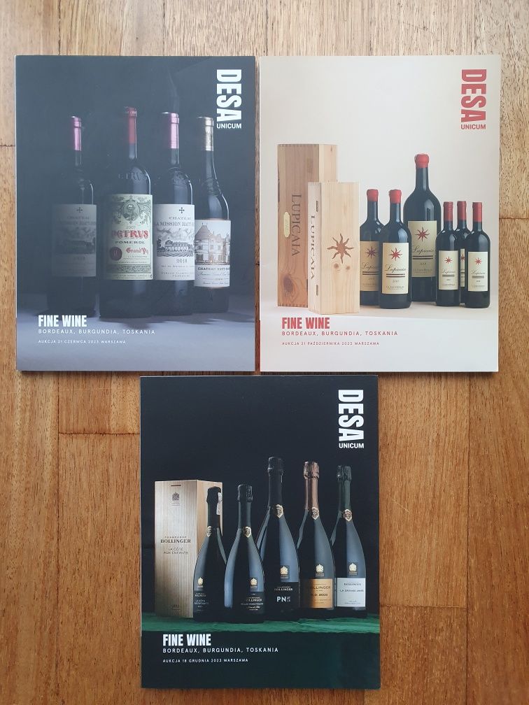 NOWE katalogi DESA Fine Wine 3 szt. Bordeaux Burgundia Toskania wino