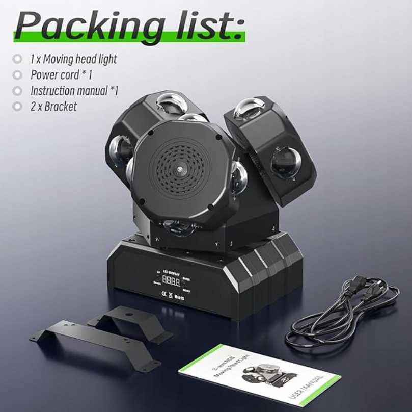 Światło sceniczne 3 głowice  180W RGB DMX512  NR.857