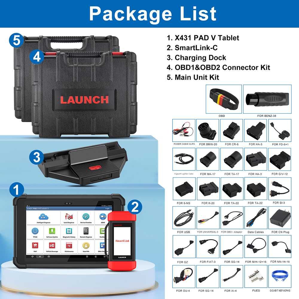 Launch X431 PAD V Maq Diagnóstico OBD Prog Online PassThru (NOVO)