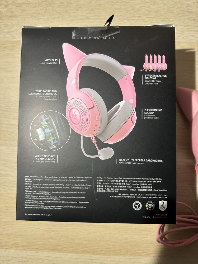 Słuchawki przewodowe z mikrofonem Razer Kraken Kitty V2 Quartz Nauszne