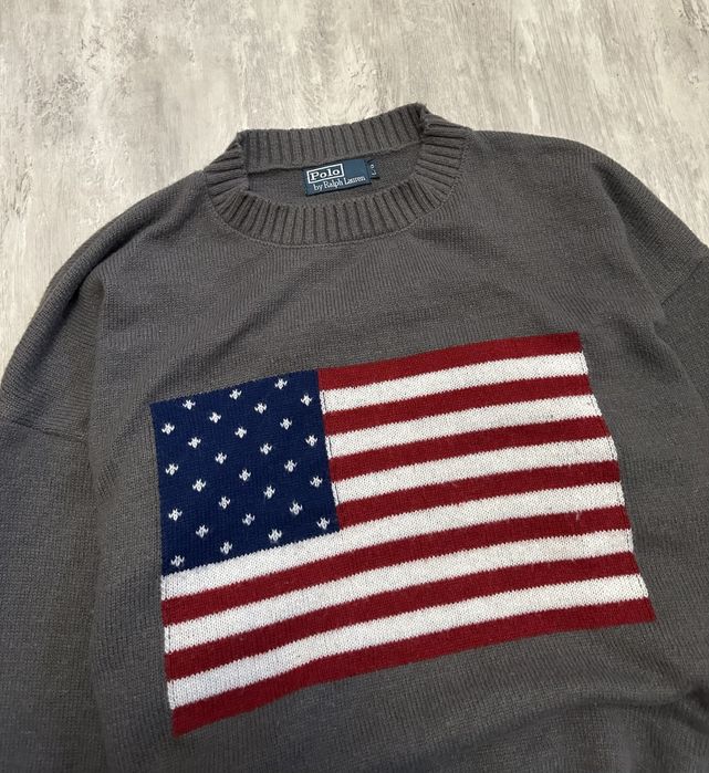 Оригінальний вінтажний светр polo ralph lauren american flag old money