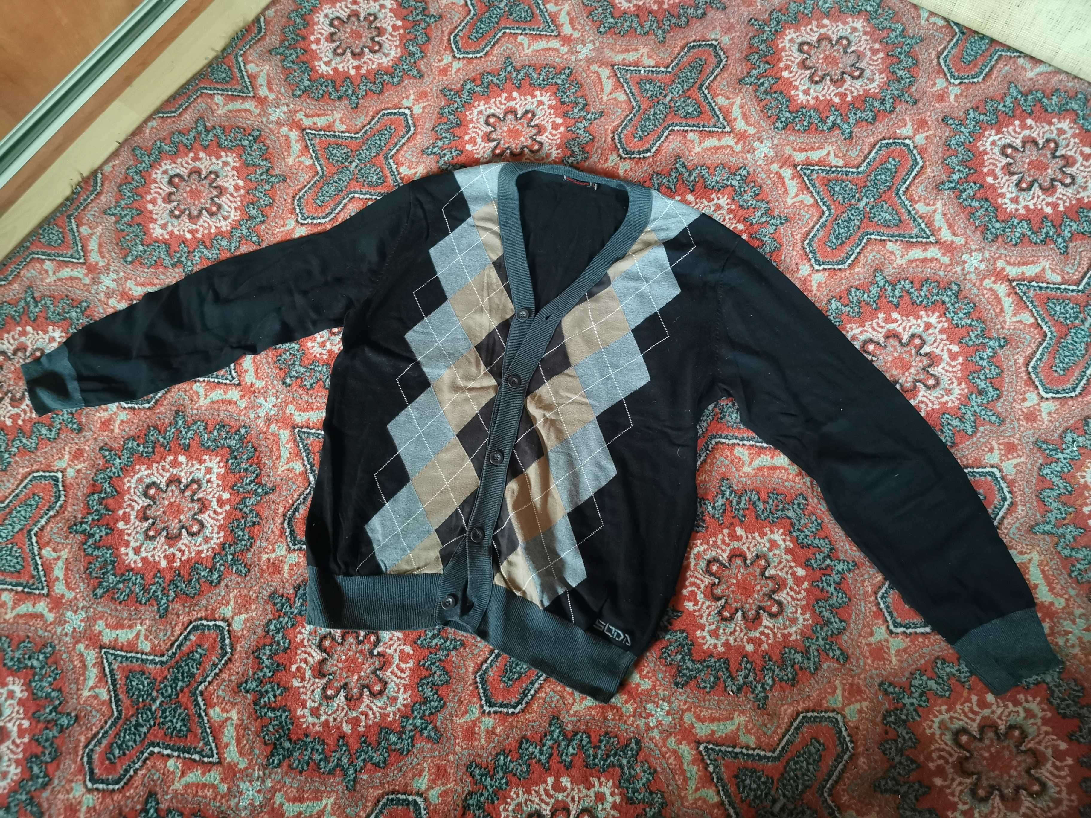 Sweter męski cardigan kardigan w romby Soda - rozmiar L