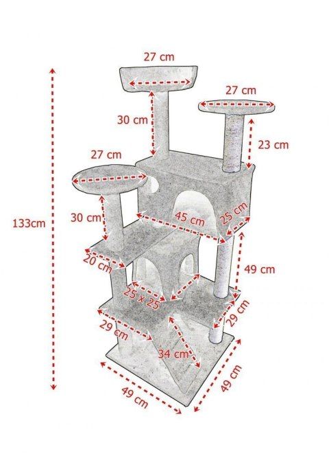 Duży Drapak dla kota 133CM czarny leżanka dla kotka