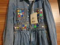 MAS fashion maxi jeansowa sukienka M plus spodnie