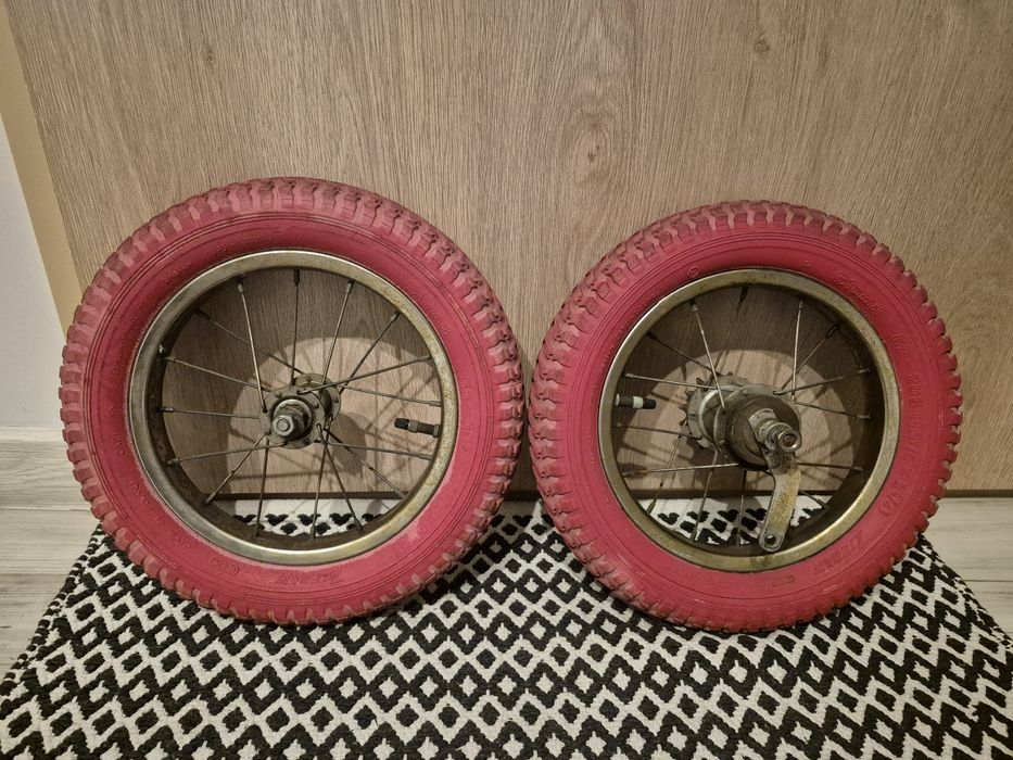 Romet smyk 4 rowerek PRL koła opony Stomil 12" Różowe