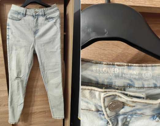 Jeansy skinny damskie błękitne