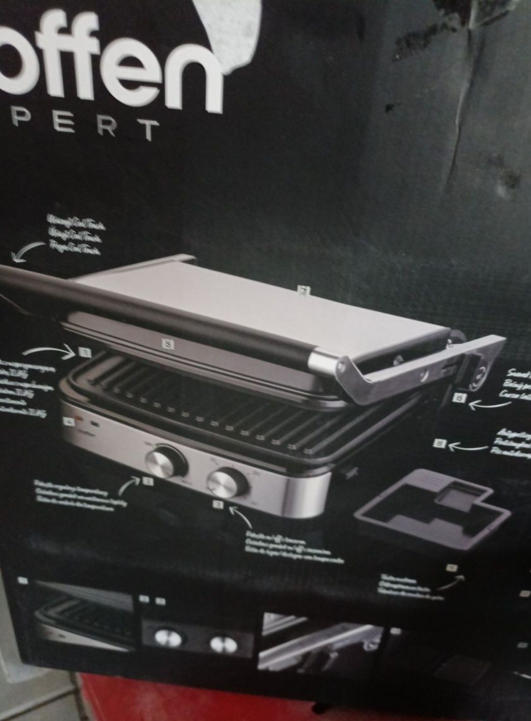 Nowy Hoffen 2w1 Grill i gofrownica z wymiennymi płytkami 2000W