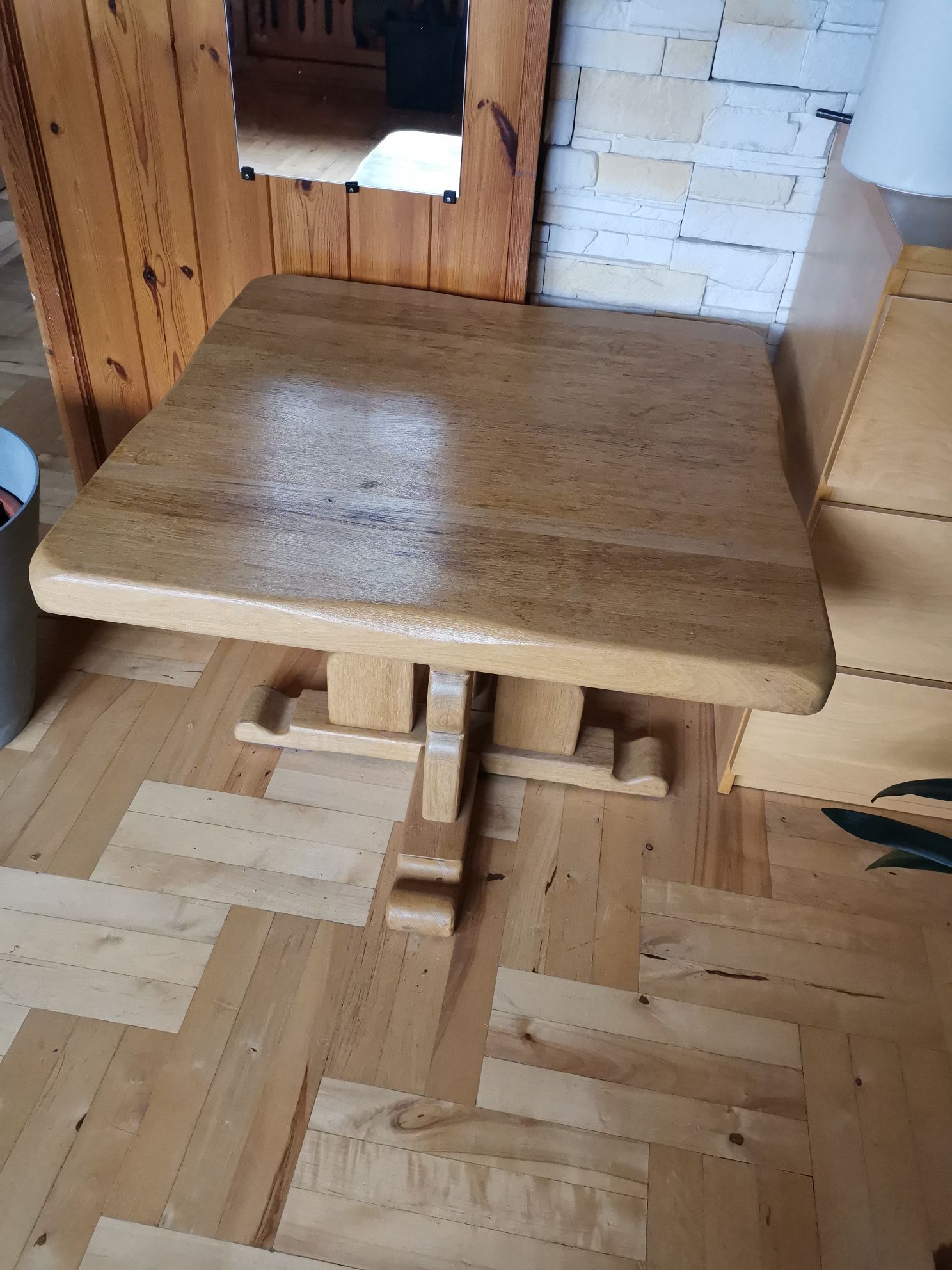 Stół drewniany dębowy pełny 70x70 prawdziwe drewno
