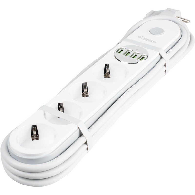 Gelius Pro PowerStrip G-Power (4 220V Ports/ 4 USB ports 3.4A) 2m