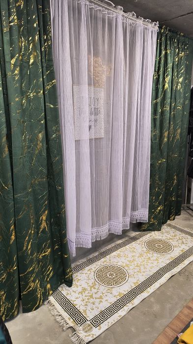 Zasłony nowe zielone złoty marmurek 145x250cm