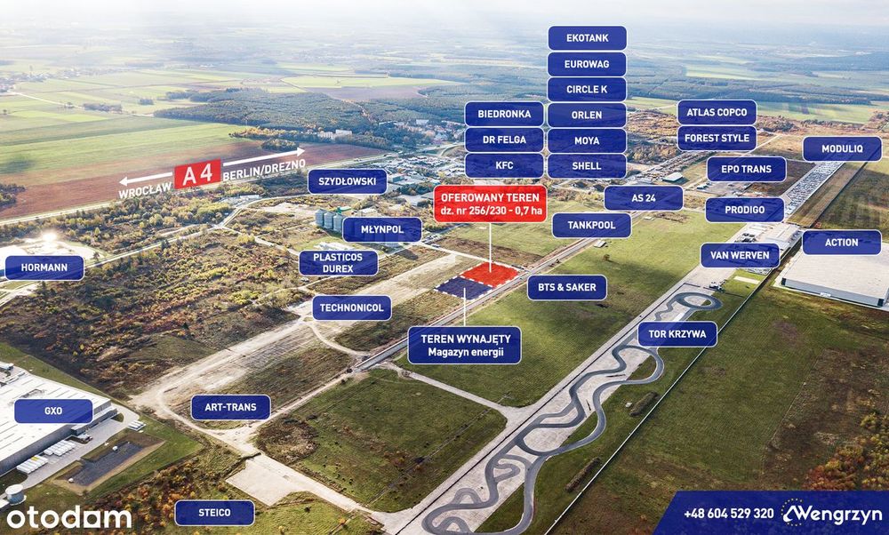 Teren pod stację paliw, stację ładowania pojazdów, autostrada A4 MPZP