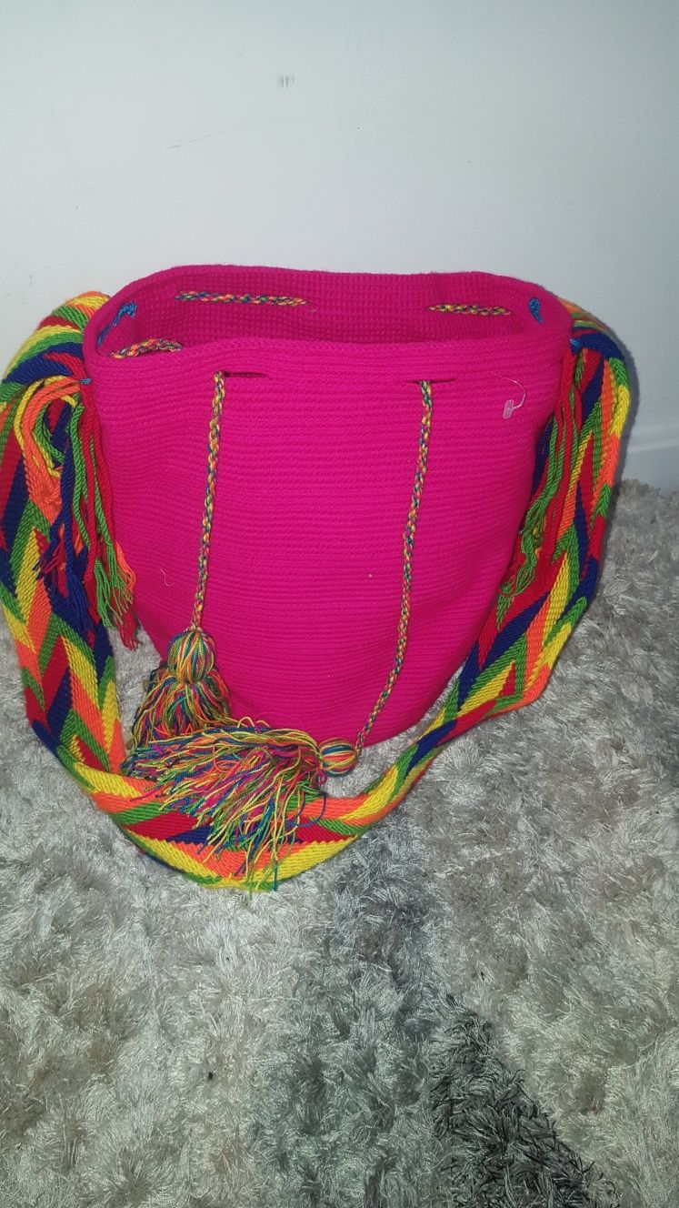 Torba torebka kolumbijska worek boho vintage tkana bawelna