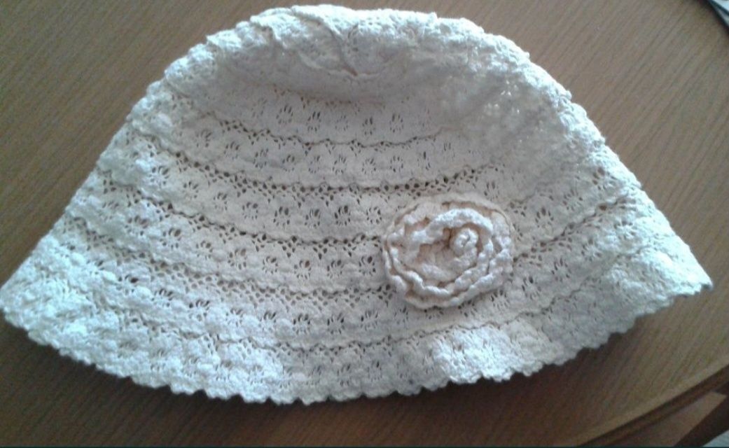 Kapelusz dziewczęcy letni wizytowy elegancki obwód 52cm