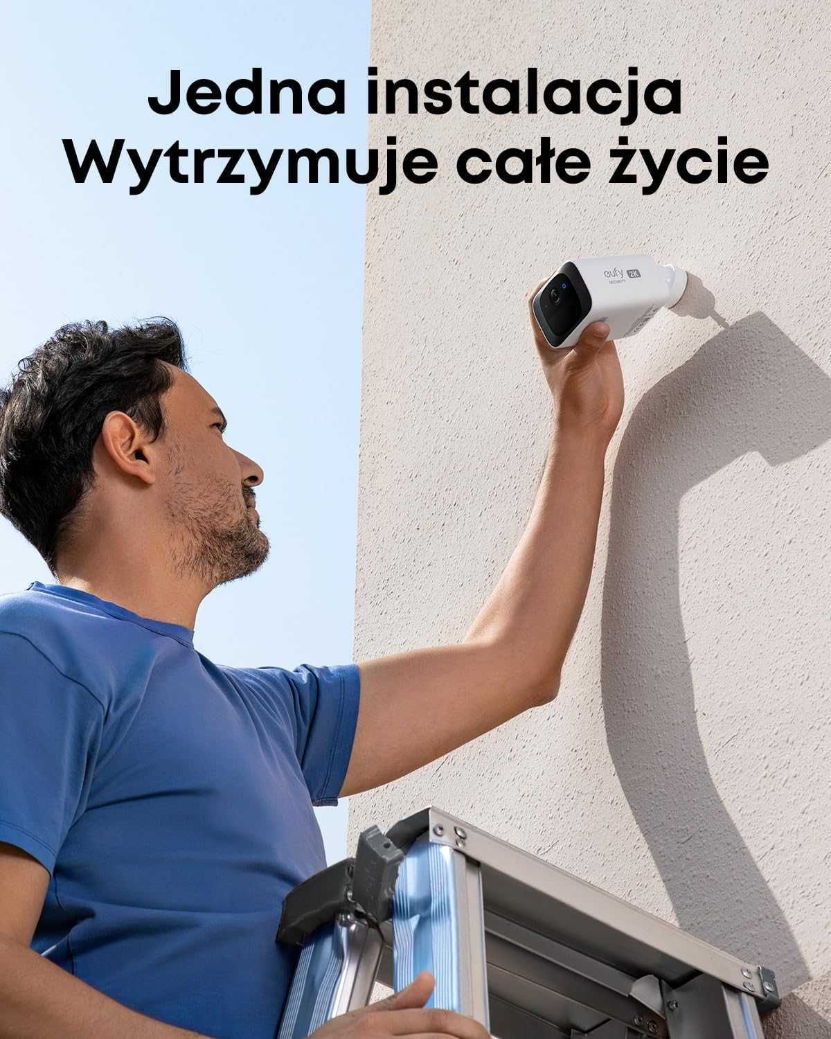 Solarna kamera WiFi Banalny Montaż BEZ OKABLOWANIA Aplikacja IR 2szt.