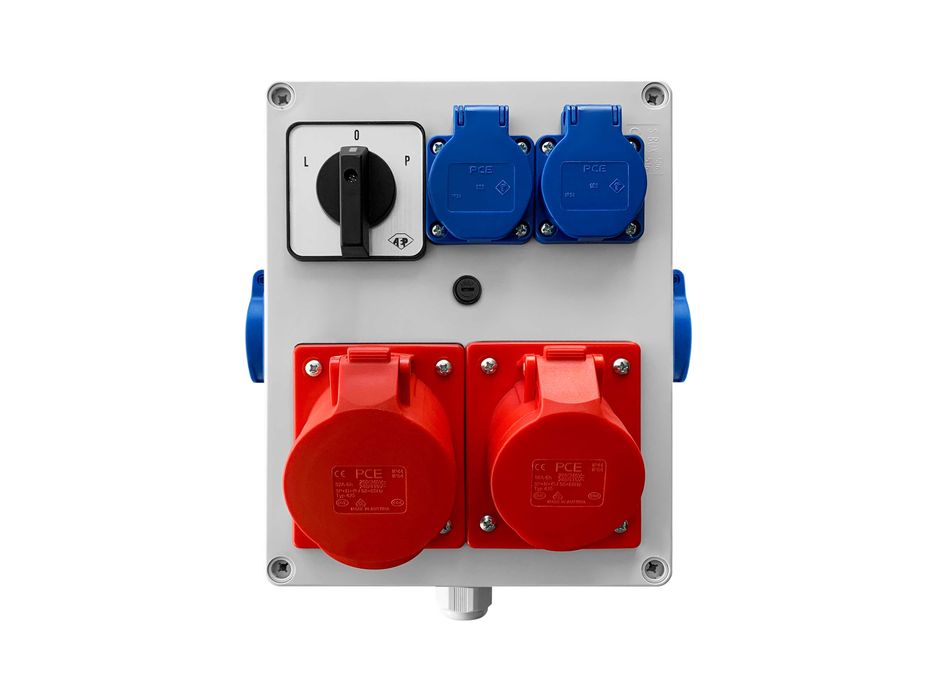 Rozdzielnica z wyłącznikiem L-0-P gniazda 4x16A 230V | 1x16/1x32A 400V