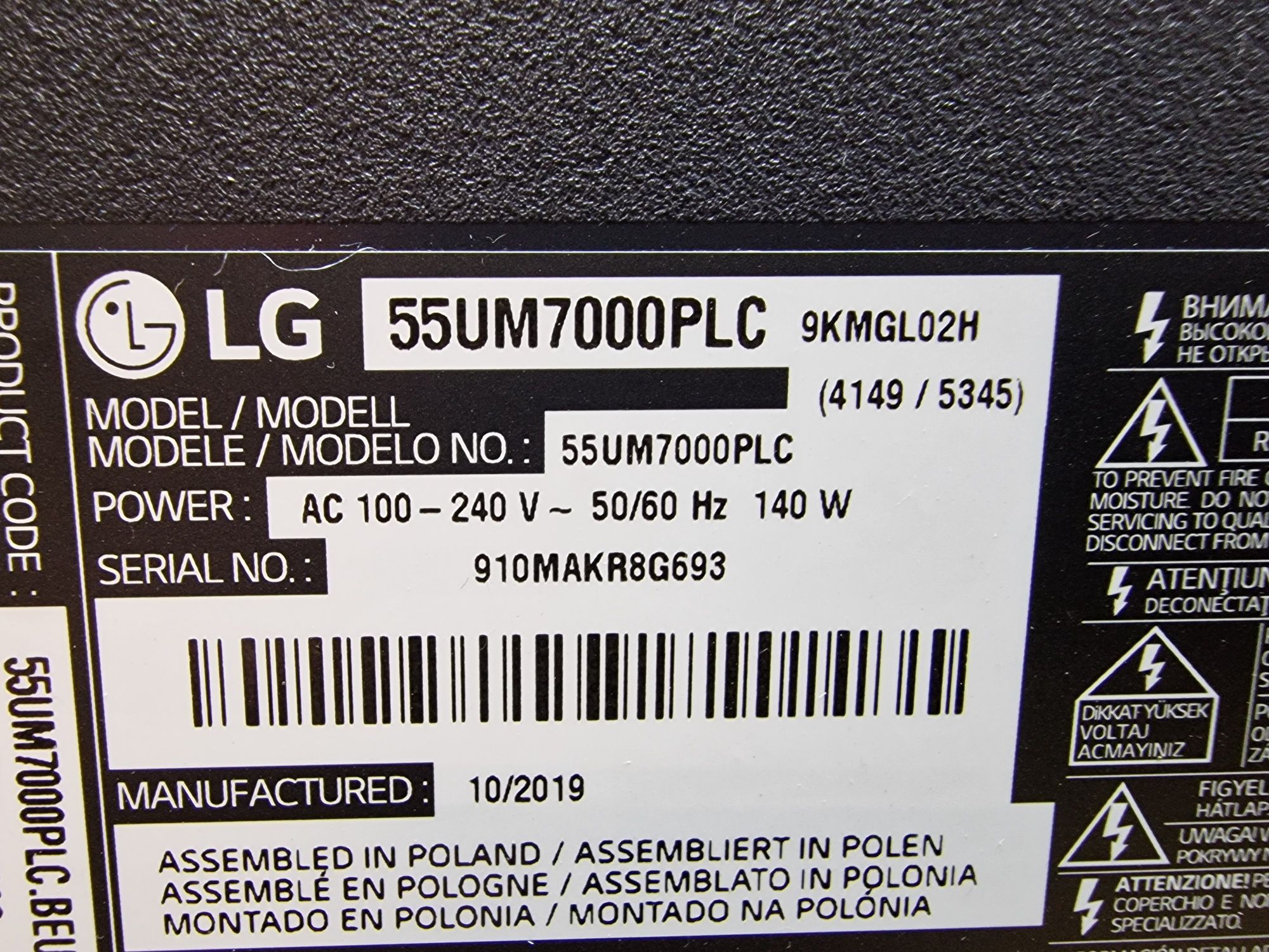 LG 55cali  4K UHD DVB-T2 SMART telewizor