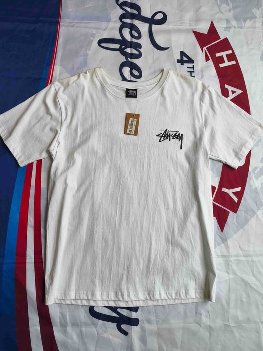 Stussy Męska Biała Koszulka z Nadrukiem M