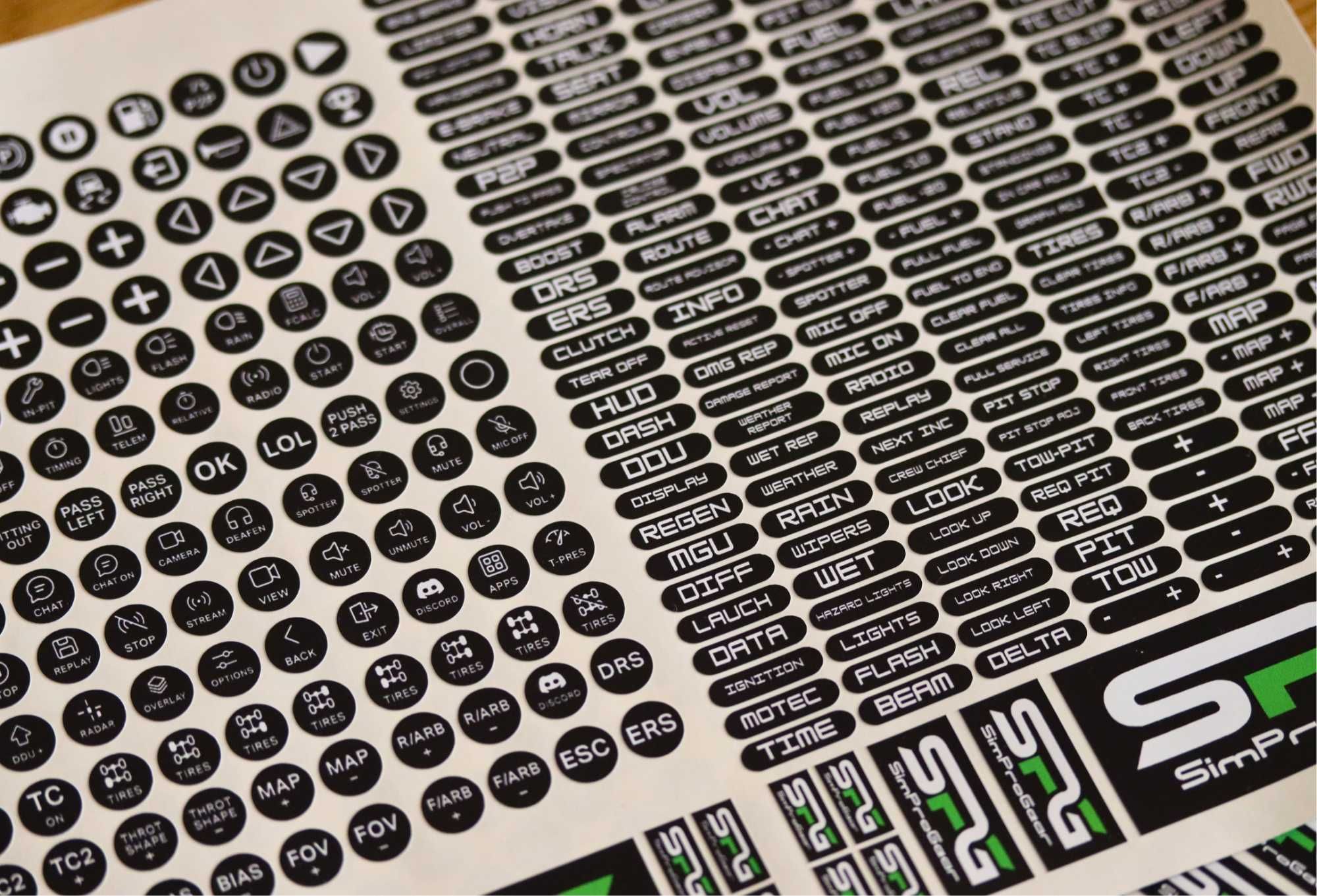 Autocolantes para sim racing - Buttonbox, volantes, etc