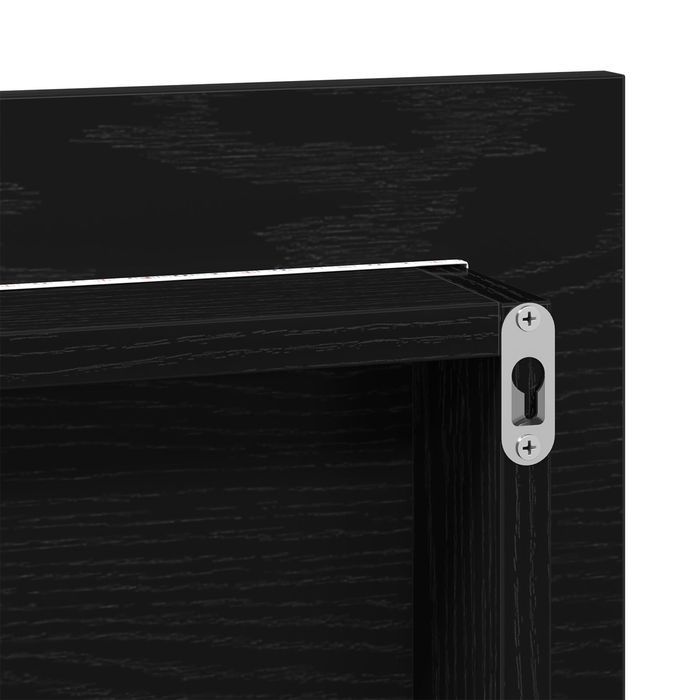 Szafka Lustro Łazienkowa Z Oświetleniem Led Czarny Dąb 80X37 Cm