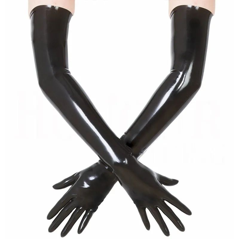 Czarne długie rękawiczki lateksowe