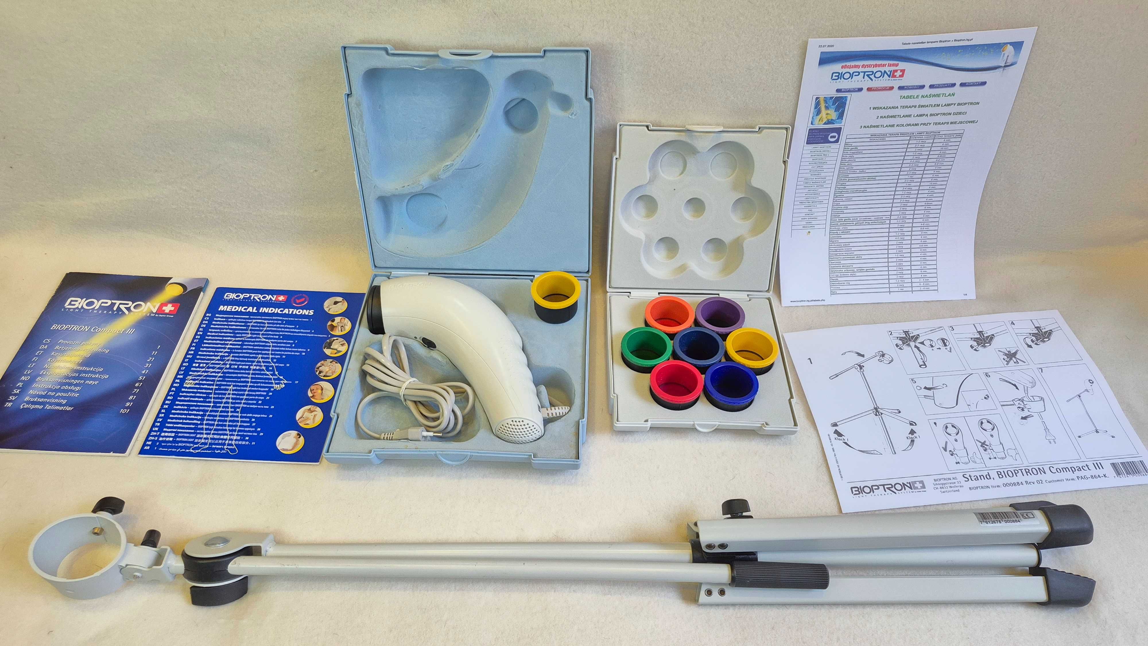 Lampa Bioptron Compact III Kolory Filtr Fuleren Statyw Zepter