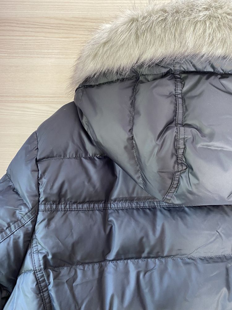 Nowa ciepła długa kurtka zimowa puchowa Tommy Hilfiger 52 z kapturem