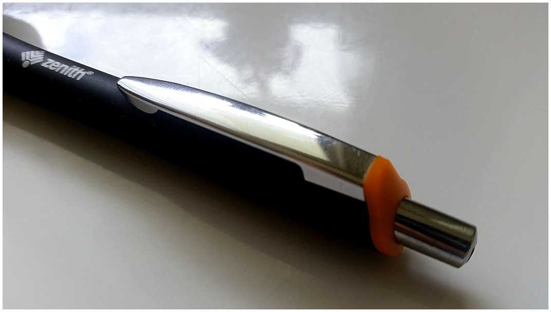 Oryginalny Czarny Długopis ZENITH Quick Display Gumowy Uchwyt Orange