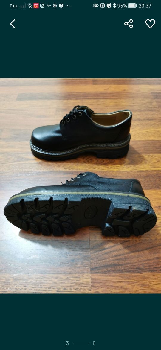 Buty Męskie Extra Mocne Gruby Spód Skórzane