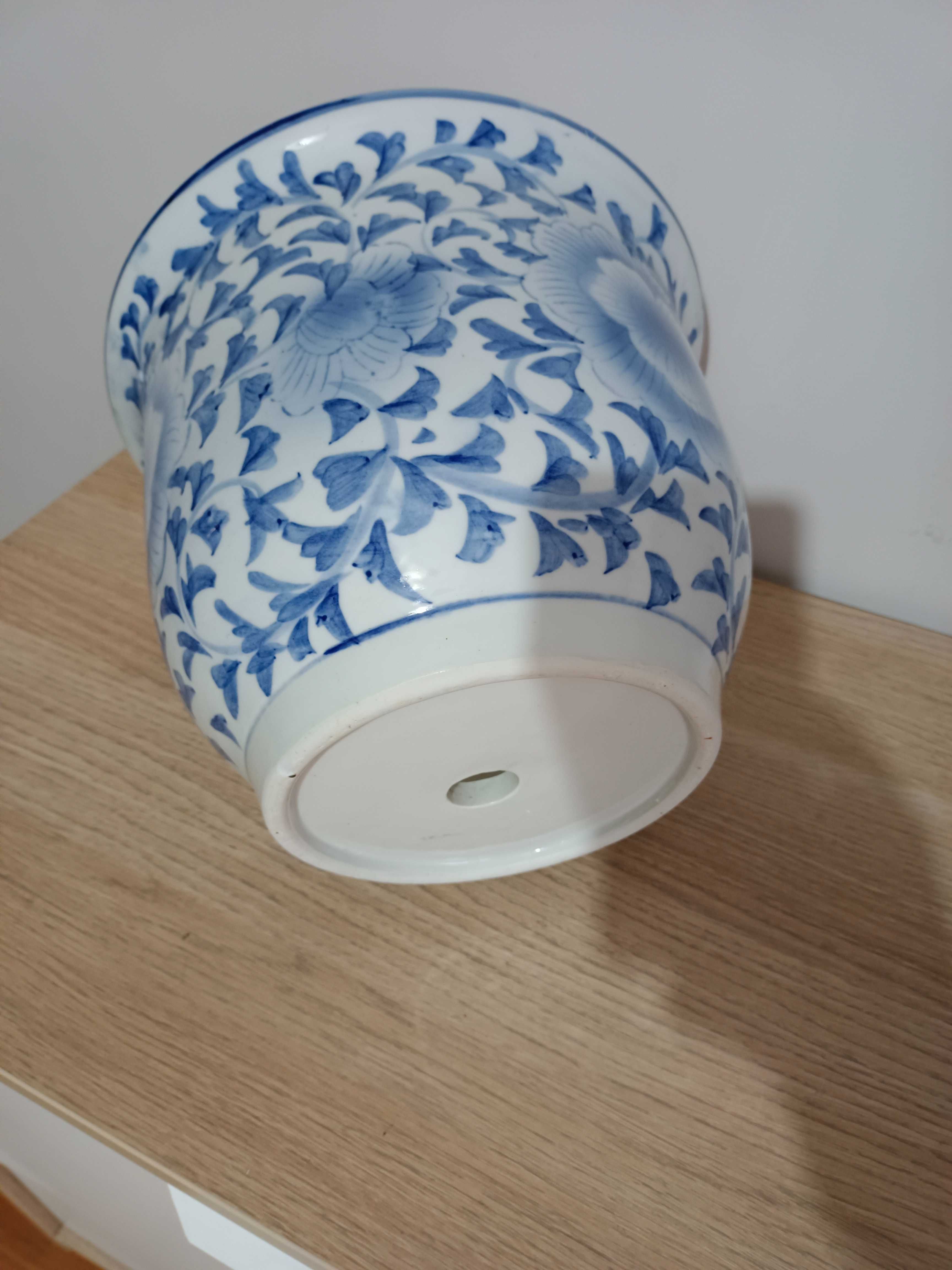 Vaso Cachepot c/ Presentoir, em porcelana chinesa pintada à mão