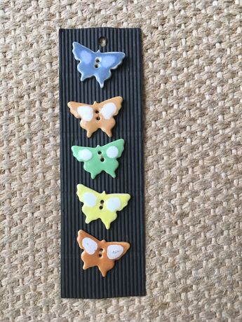 5 Botões em forma de borboleta,Handmade Ceramic,Novos