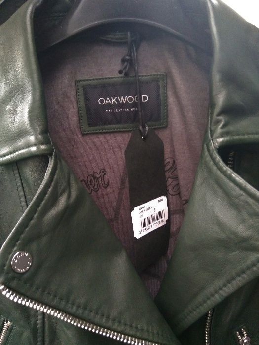 Новая кожаная косуха Oakwood Франция кожанка оригинал зелёная куртка