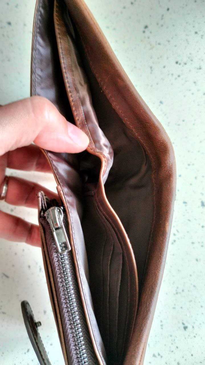 Чоловіче портмоне, гаманець шкіряний , на кнопці з монетнецею