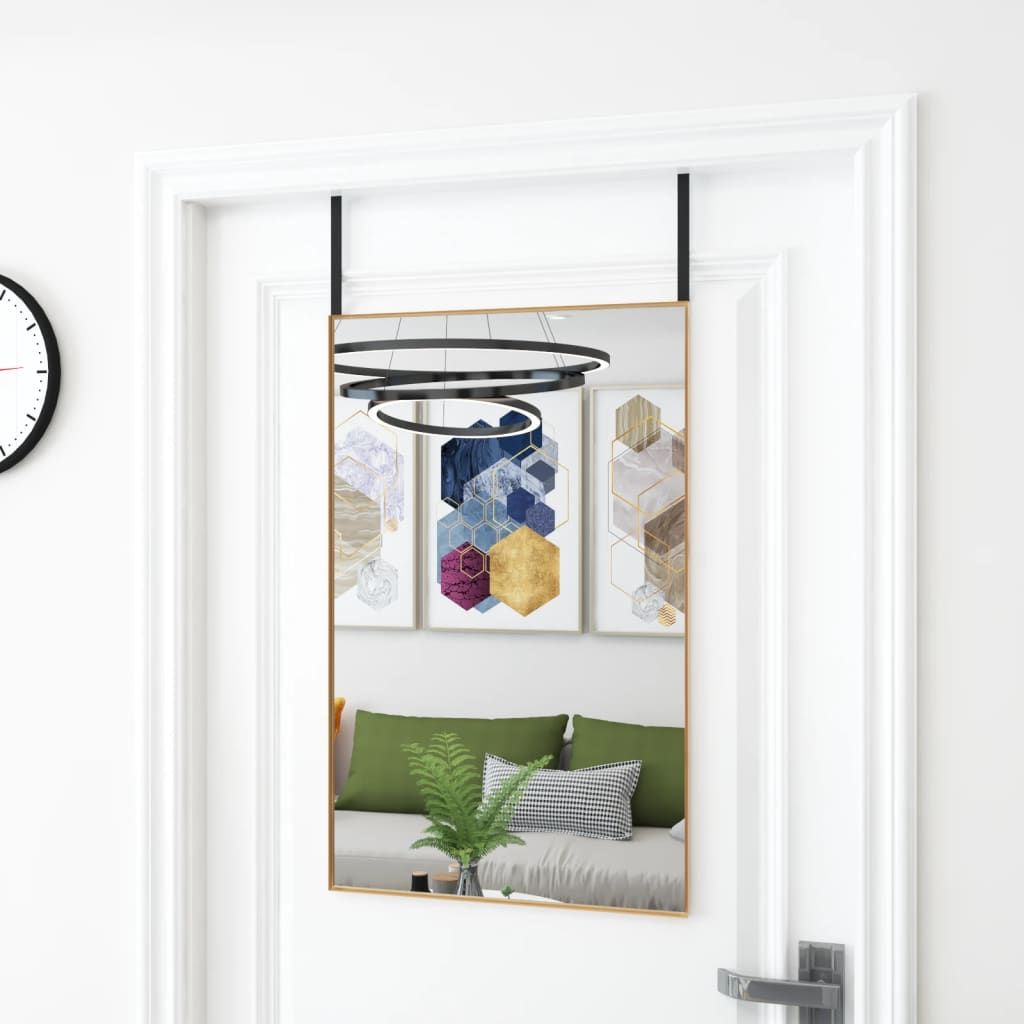 Vidaxl Lustro Na Drzwi, Złote, 50X80 Cm, Szkło I Aluminium