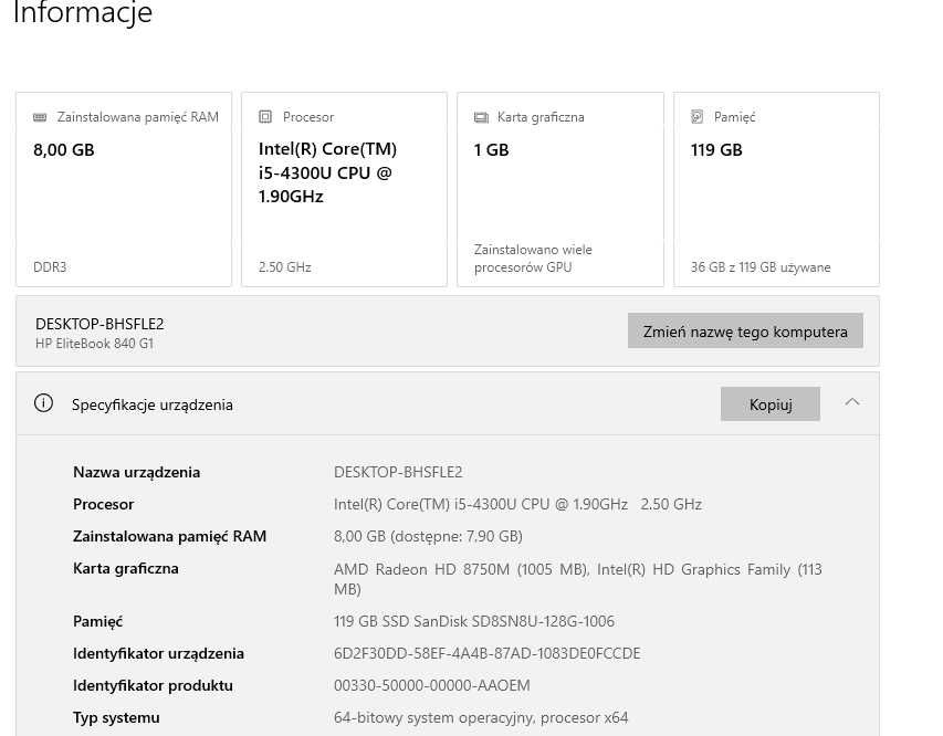 HP Elitebook 840 G1 i5  Win10 Pro