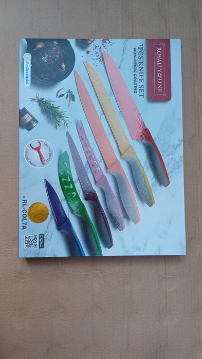 Komplet 7 noży + obieraczka Nowy