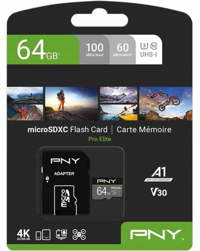 Karta pamięci PNY Pro Elite 64GB microSDXC CL10 U3 V30 A1 4K