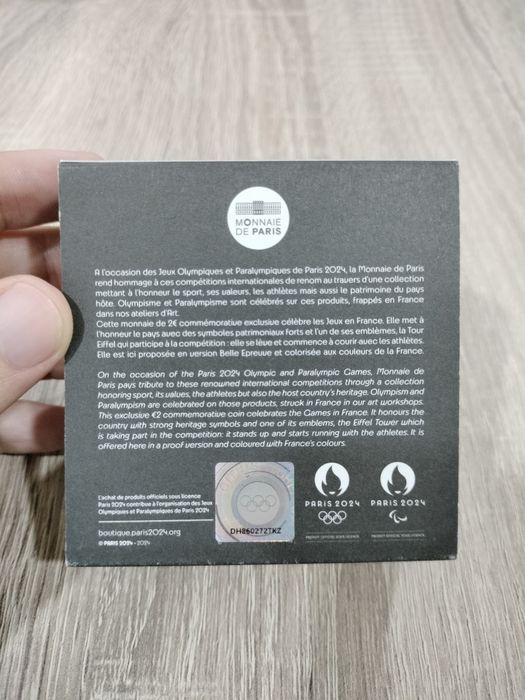 Moeda Comemorativa Colorida Proof 2€ Torre Eiffel Jogos Olímpicos Pari