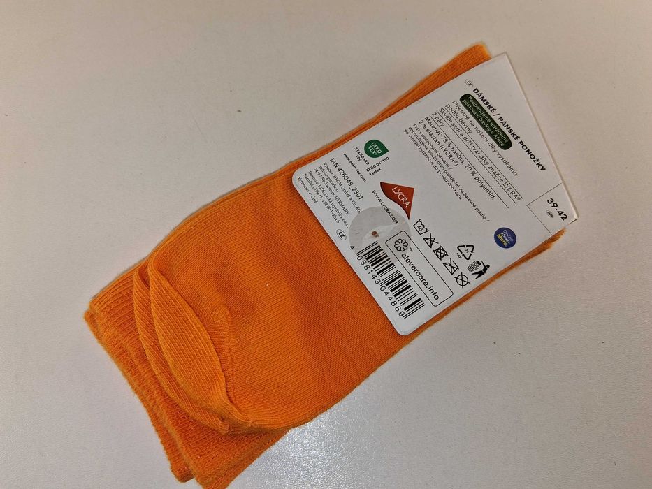 A177 Zestaw 2 Pary Skarpetki Unisex Pomarańczowe Bawełna Rozmiar 39-42