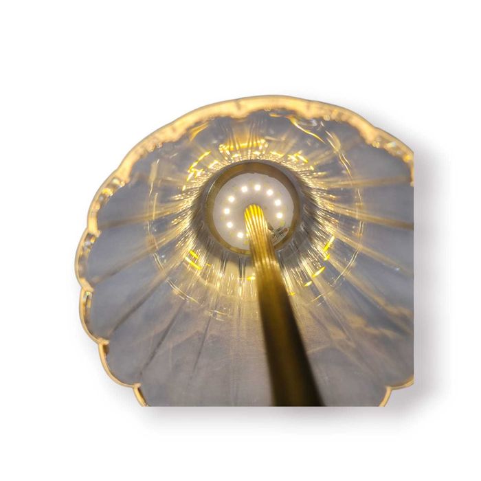 Candeeiro Mesa LED “Crystal Lamp” MY01 | Base Dourada |Cúpula Acrílica