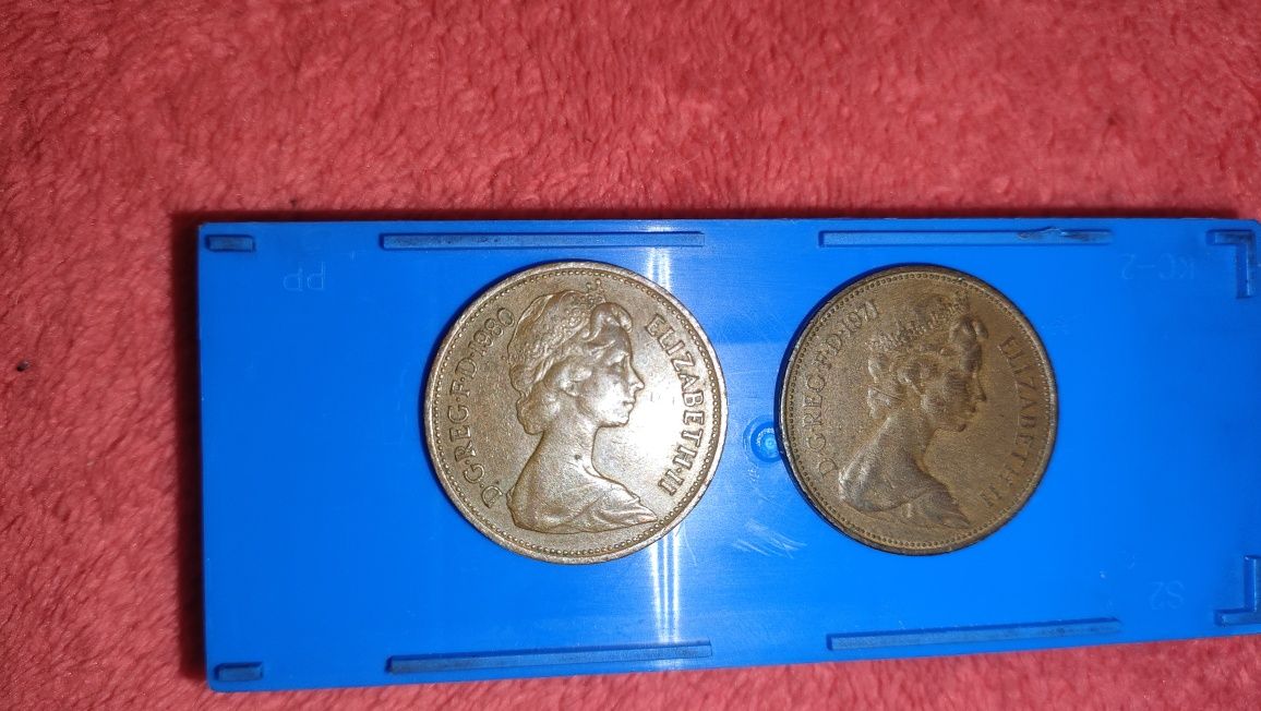 2 New pence , One Pound zestaw starych monet
