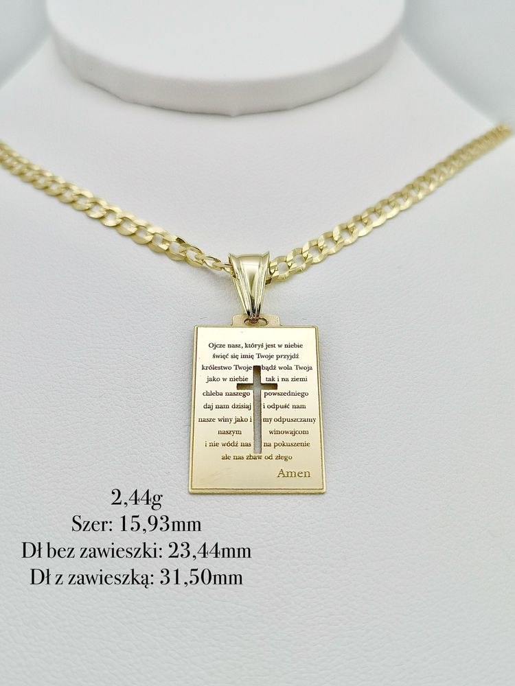 Wisiorek złoty modlitwa krzyż NOWY gwarancja jakości paragon p 585