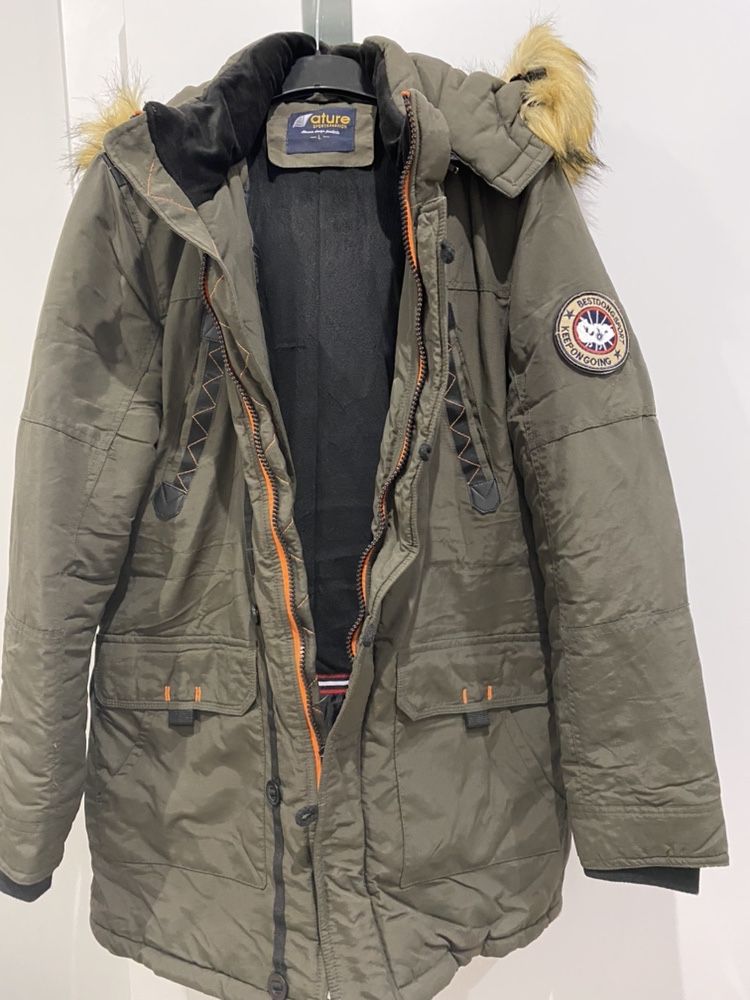 Kurtka zimowa parka M/L khaki futerko