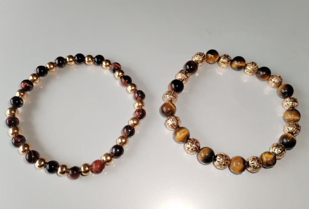 Pulseiras semi preciosas olho de tigre e olho de boi